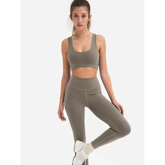 Mate the Label Women's Organic Cotton Midi Leggings Pebble NWT - Picture 3 of 6